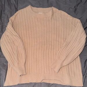 Aerie Women’s Ribbed Crewneck Sweater in Beige